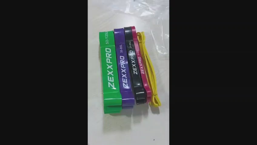 ZEXXPRO Resistance Bands Set of 5 level – Natural Latex Workout Bands with Carry Bag, Fitness & Strength Training pull up yoga.